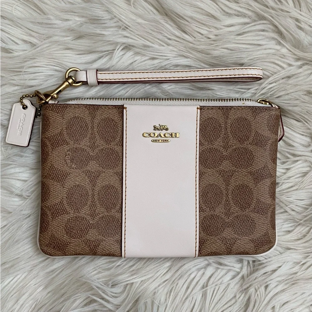 Coach Small Wristlet In Colorblock Signature Canvas - Picture 13 of 15